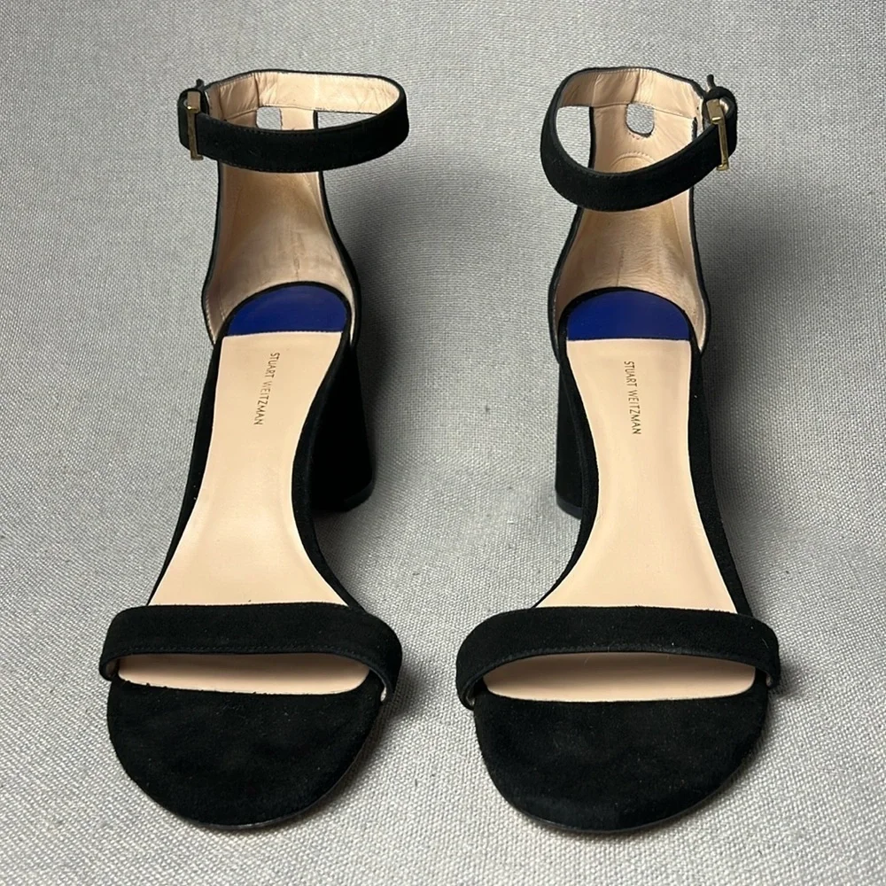 Stuart Weitzman women’s Lessnu Sandal black suede size 10 - Picture 2 of 9